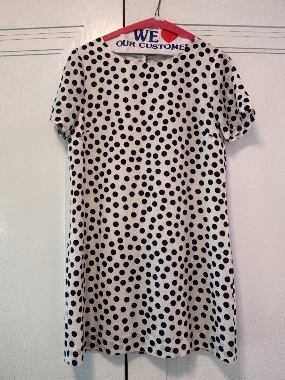 J Crew navy polka dot shift dress